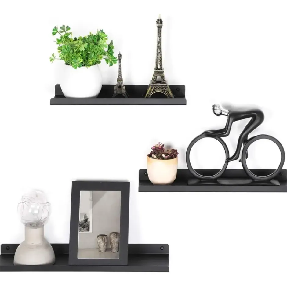 Parya Home Metalen wandplanken, set van 3, zwevende planken