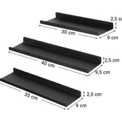 Parya Home Metalen wandplanken, set van 3, zwevende planken