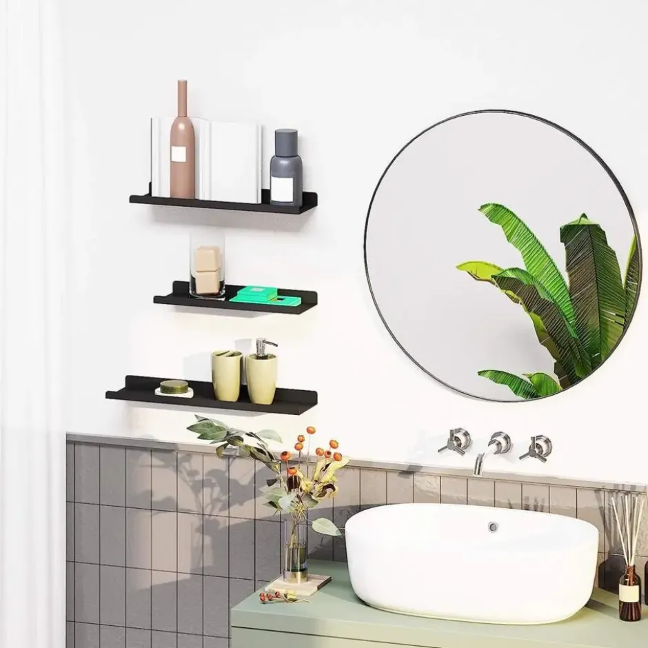Parya Home Metalen wandplanken, set van 3, zwevende planken