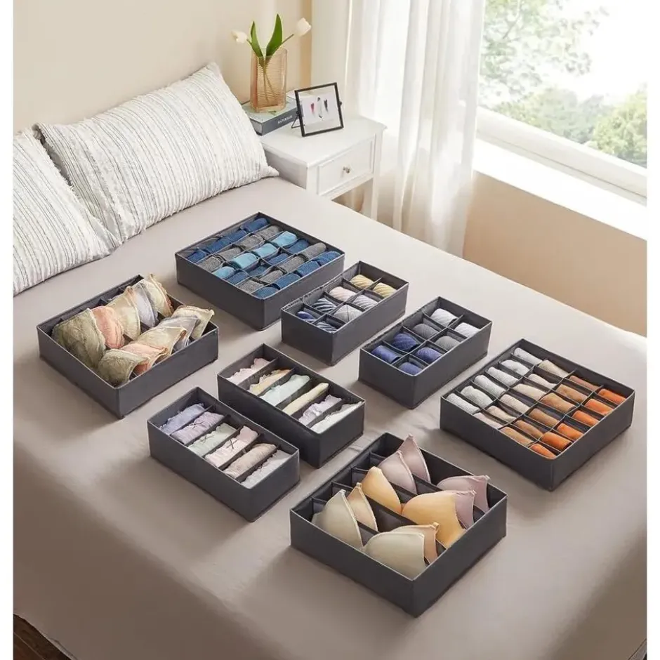 Parya Home Opbergdozen Lade-organizer set van 8 grijs