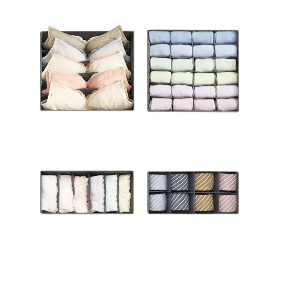 Parya Home Opbergdozen Lade-organizer set van 8 grijs