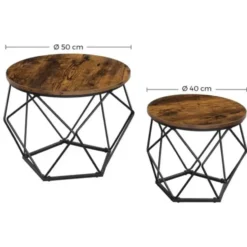 Parya home Salontafel 2-set bijzettafel industrieel bruin zwart