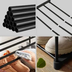 Parya Home schoenenrek met 3-lagen - metalen - zwart