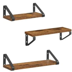 Parya Home Set van 3 Boekenplanken in Vintage Hout Wandplank Industrieel
