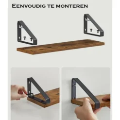 Parya Home Set van 3 Boekenplanken in Vintage Hout Wandplank Industrieel