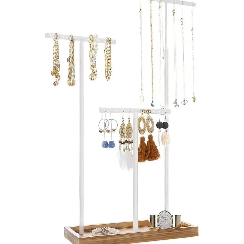 Parya Home - Sierradenrek - Oorbellenstandaard - 2-in-1 - Hout - Wit