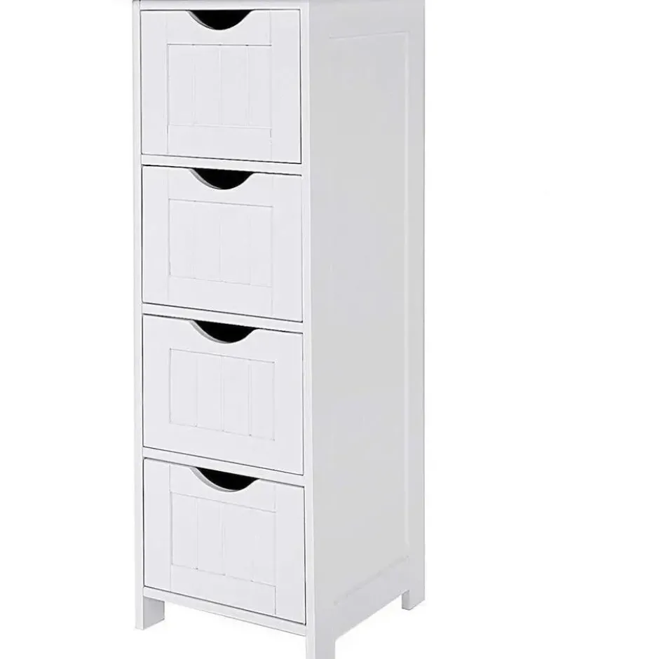 Parya Home - Smalle Ladekast met 4 Lades - Hout - Wit