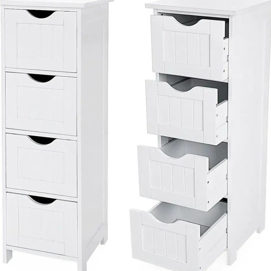 Parya Home - Smalle Ladekast met 4 Lades - Hout - Wit