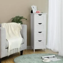 Parya Home - Smalle Ladekast met 4 Lades - Hout - Wit