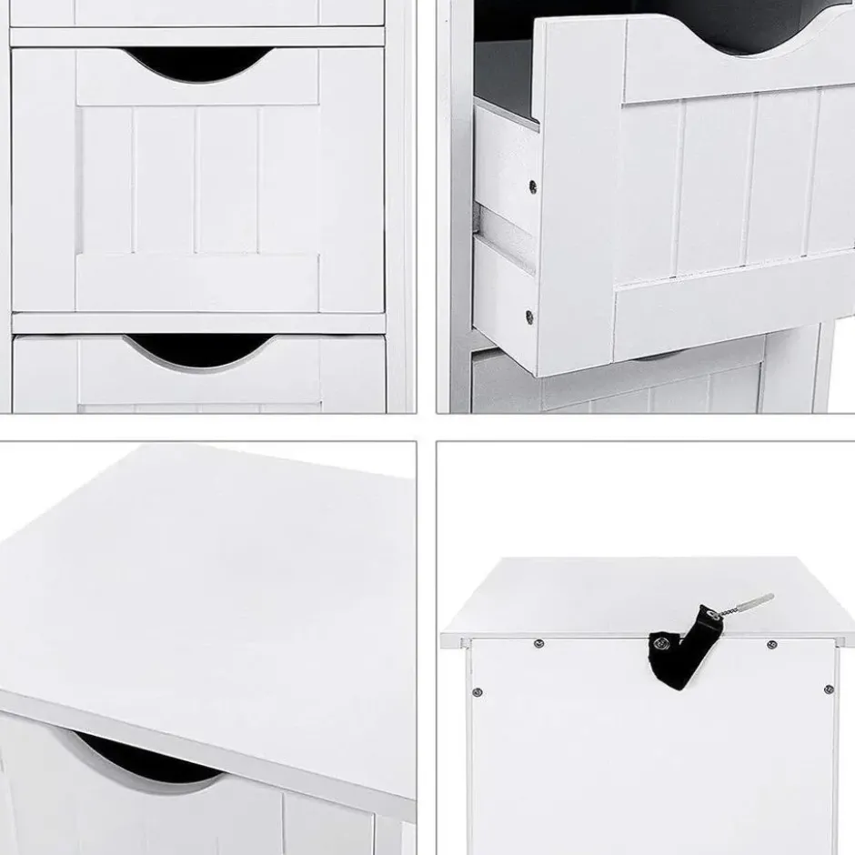 Parya Home - Smalle Ladekast met 4 Lades - Hout - Wit
