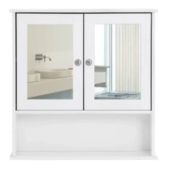 Parya Home - Spiegelkast - Badkamermeubel - 2 Deuren - 1 Plank - Hout - Wit