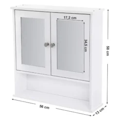 Parya Home - Spiegelkast - Badkamermeubel - 2 Deuren - 1 Plank - Hout - Wit