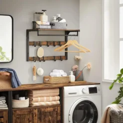 Parya Home wandkapstok, wandplank met 10 afneembare haken