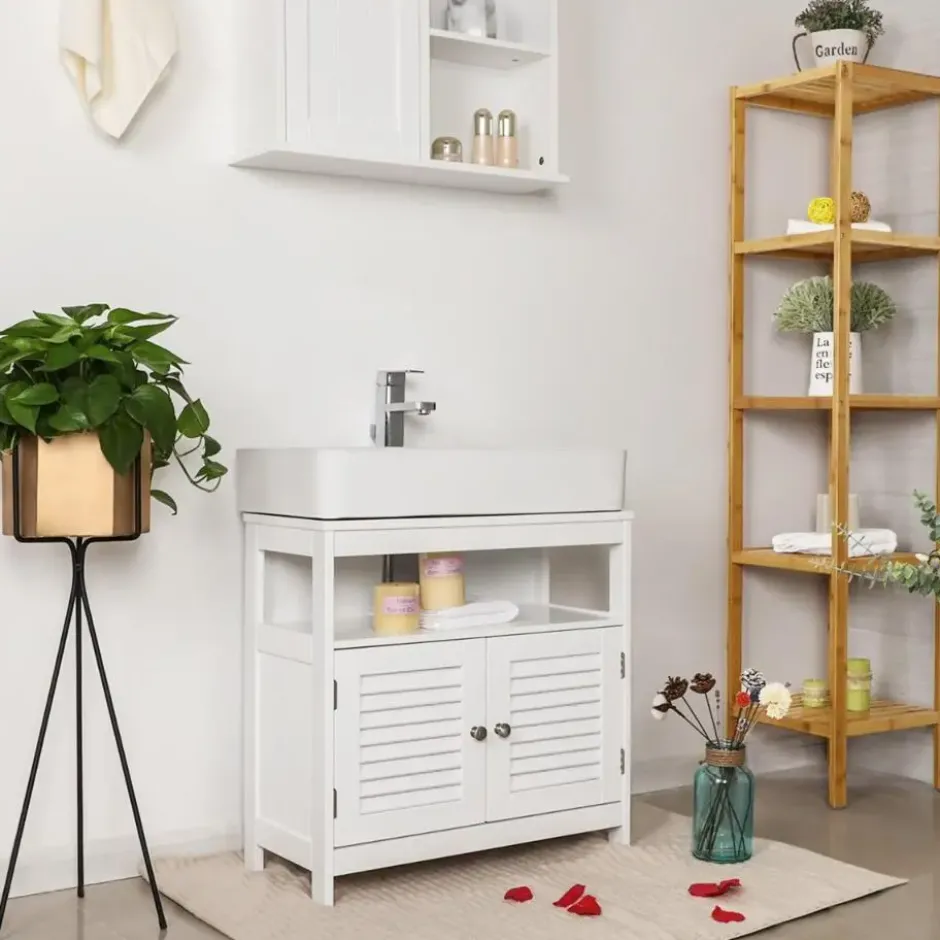 Parya Home - Wastafelonderkast -Badkamerkast - 2 Deuren - Wit