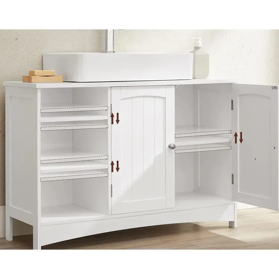 Parya Home - Wastafelonderkast -Badkamerkast - 2 Deuren - 2 Planken - Hout - Wit
