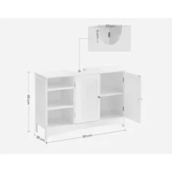 Parya Home - Wastafelonderkast -Badkamerkast - 2 Deuren - 2 Planken - Hout - Wit