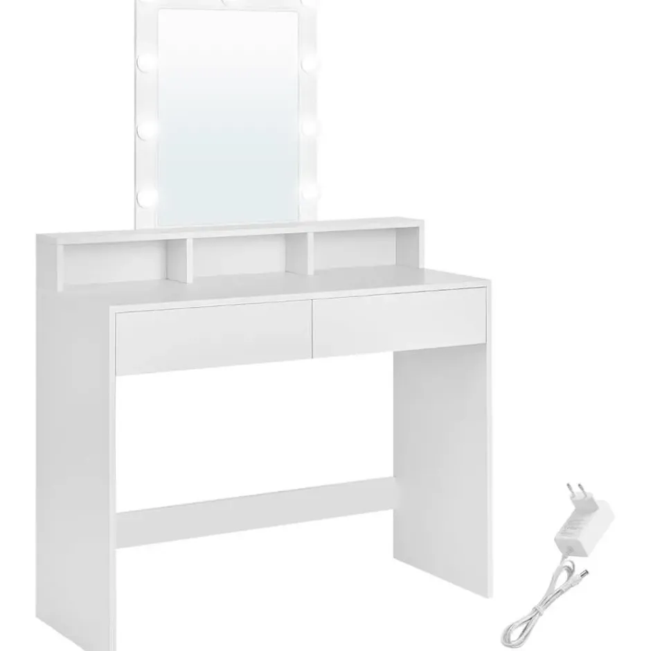 Parya Home - Witte Kaptafel- 2 lades en 3 open vakken - Wit