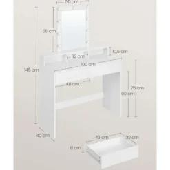 Parya Home - Witte Kaptafel- 2 lades en 3 open vakken - Wit