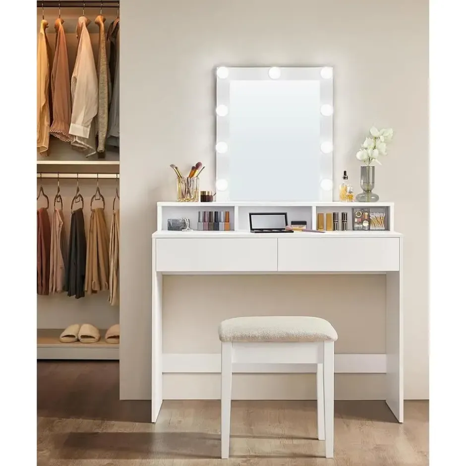 Parya Home - Witte Kaptafel- 2 lades en 3 open vakken - Wit
