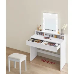 Parya Home - Witte Kaptafel- 2 lades en 3 open vakken - Wit