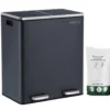 Parya Home - Zwarte Prullenbak - 2 x 30 Liter - Roestvrij Staal