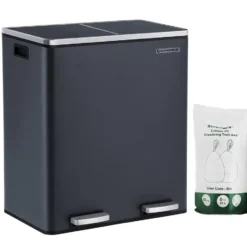Parya Home - Zwarte Prullenbak - 2 x 30 Liter - Roestvrij Staal
