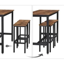 Parya - Vasagle - Bartafel Set - 120x60x90 - Donkerbruin