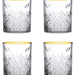 Pasabahce Tumbler met gouden rand Timeless 35.5 cl - Transparant Goud 4 stuk(s)