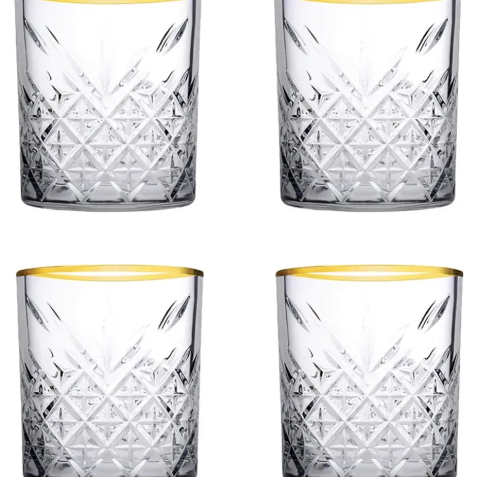 Pasabahce Tumbler met gouden rand Timeless 35.5 cl - Transparant Goud 4 stuk(s)