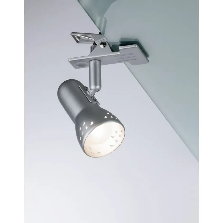 Paulmann Klemspot Gryps - 40W - E14 - Dimbaar - Geborsteld staal