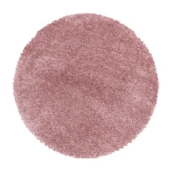 Pearl Soft Rond Hoogpolig Vloerkleed Roze - 120 CM Ø
