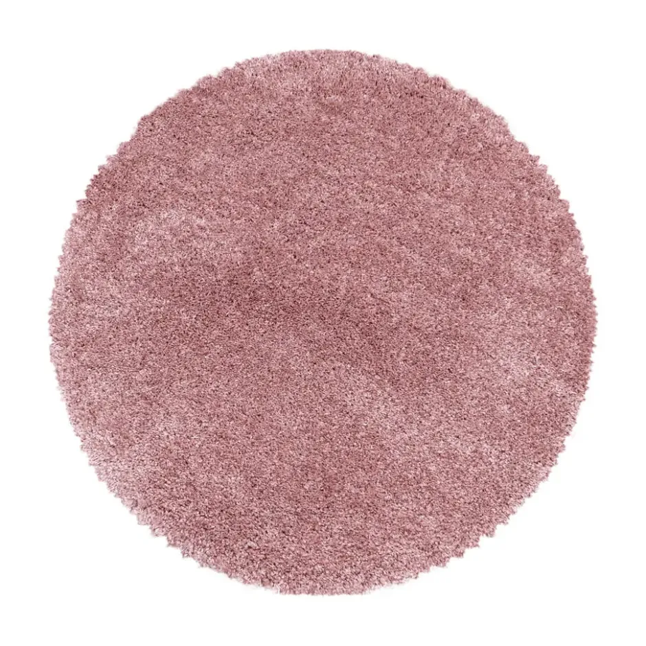 Pearl Soft Rond Hoogpolig Vloerkleed Roze - 120 CM Ø