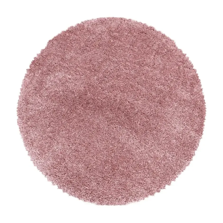 Pearl Soft Rond Hoogpolig Vloerkleed Roze - 120 CM Ø