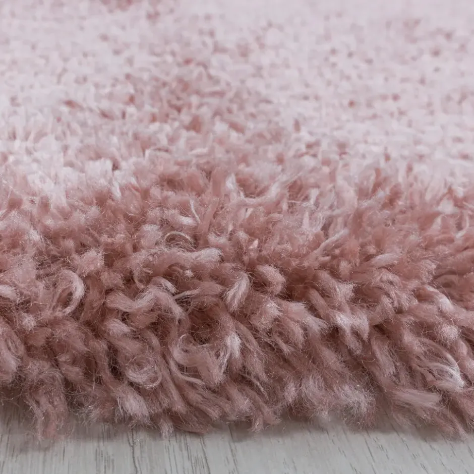Pearl Soft Rond Hoogpolig Vloerkleed Roze - 120 CM Ø