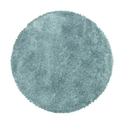 Pearl Soft Rond Hoogpolig Vloerkleed Blauw - 120 CM Ø