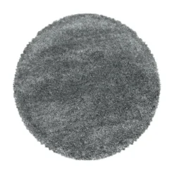 Pearl Soft Rond Hoogpolig Vloerkleed Grijs - 120 CM Ø