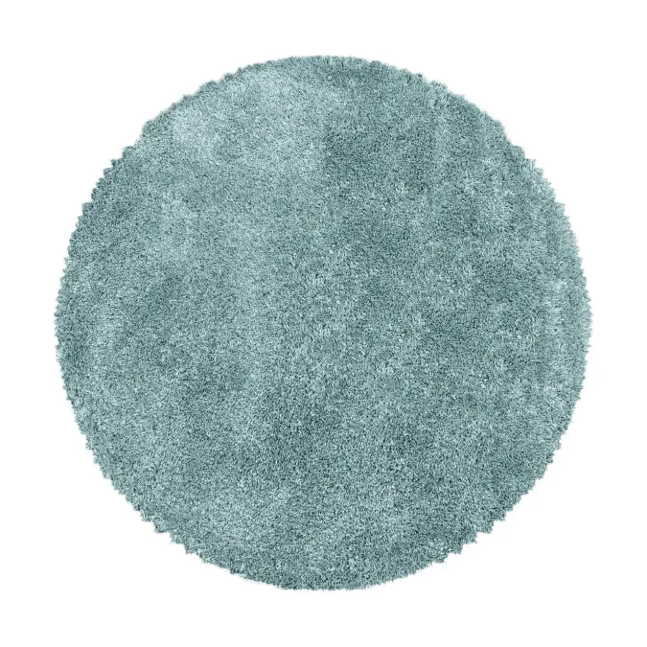Pearl Soft Rond Hoogpolig Vloerkleed Blauw - 200 CM Ø