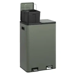 Pedaalemmer Duo - groen - metaal - 60 liter