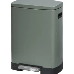 Pedaalemmer Paco - groen metaal - 25L+15L