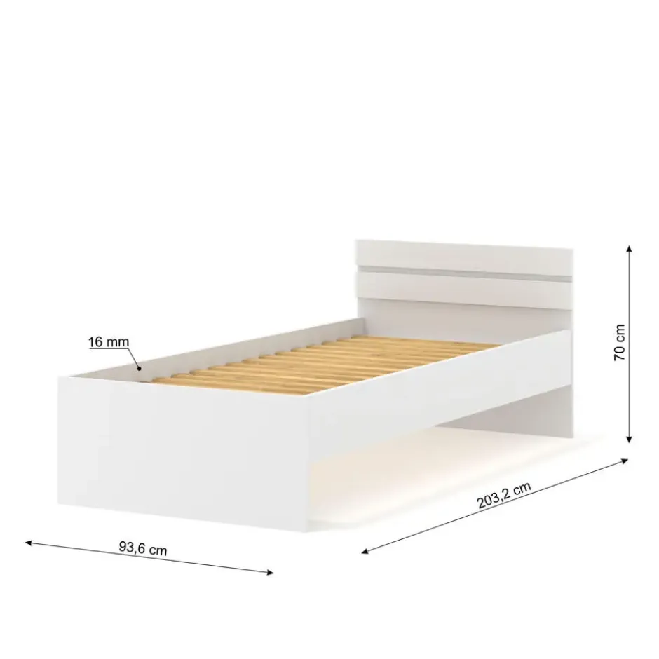 1-persoons bed Maja 90x200 cm - Wit mat