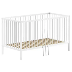 Peuterbed Dino 70x140cm - verstelbaar - wit dennenhout