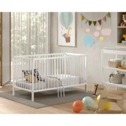 Peuterbed Dino 70x140cm - verstelbaar - wit dennenhout