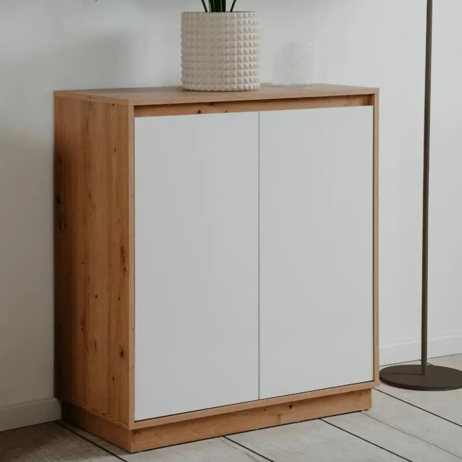 PHOENIX Kleine buffetkast 2 deuren - Ambachtelijk eiken - 40x79x88 cm