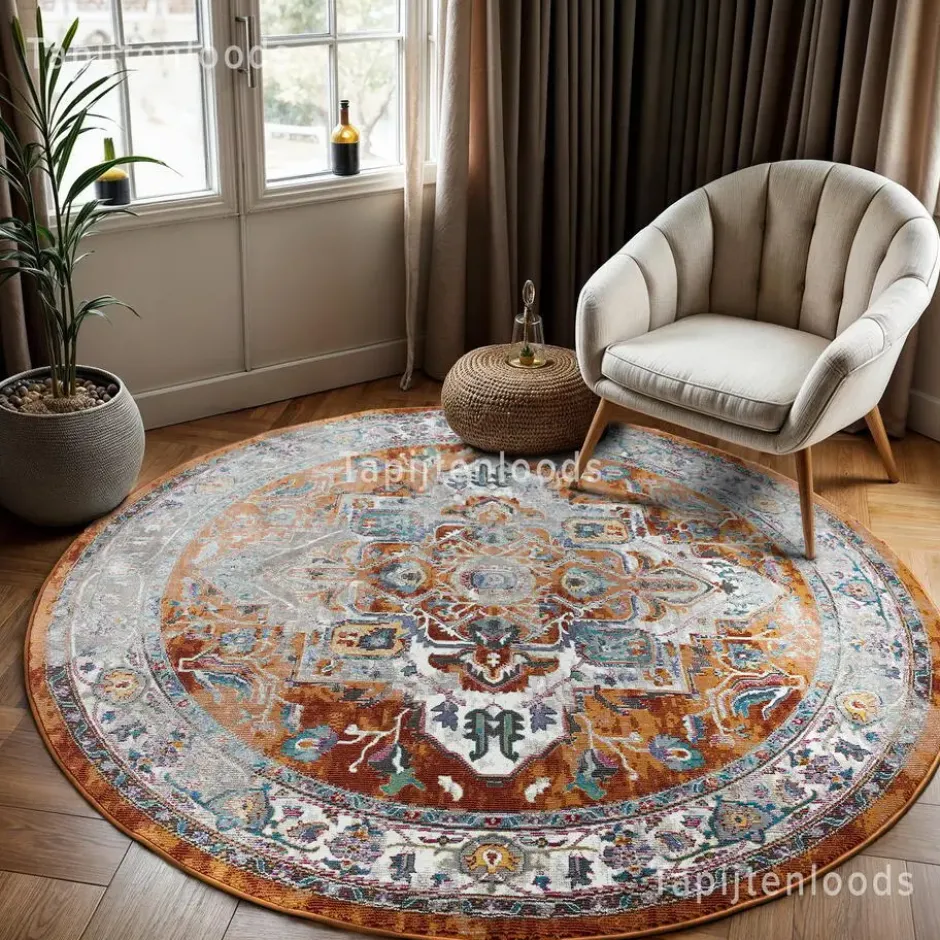Picasso Castana Vintage Rond Vloerkleed Terra / Multi - 200 CM Ø