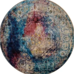 Picasso Heriz Vintage Rond Vloerkleed Multi / Blauw - 200 CM Ø