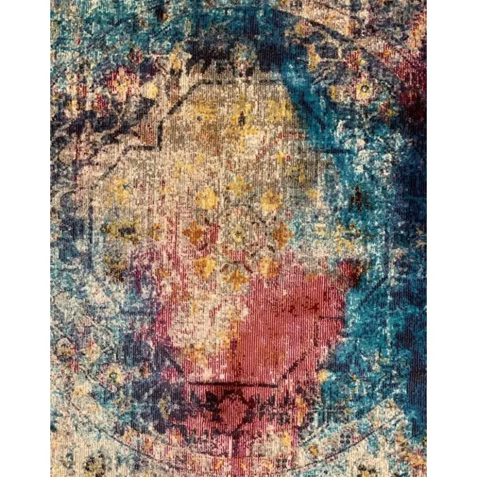 Picasso Heriz Vintage Rond Vloerkleed Multi / Blauw - 200 CM Ø