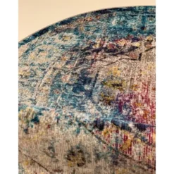 Picasso Heriz Vintage Rond Vloerkleed Multi / Blauw - 200 CM Ø