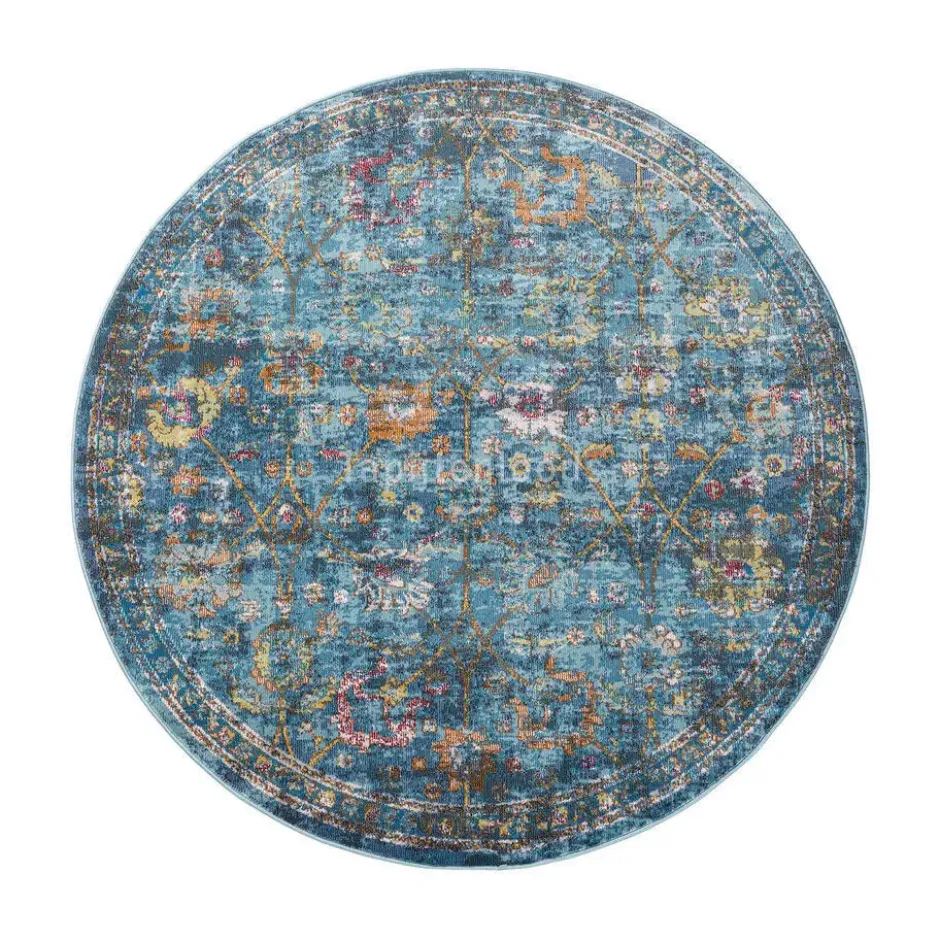 Picasso Sarough Vintage Rond Vloerkleed Blauw - 200 CM Ø