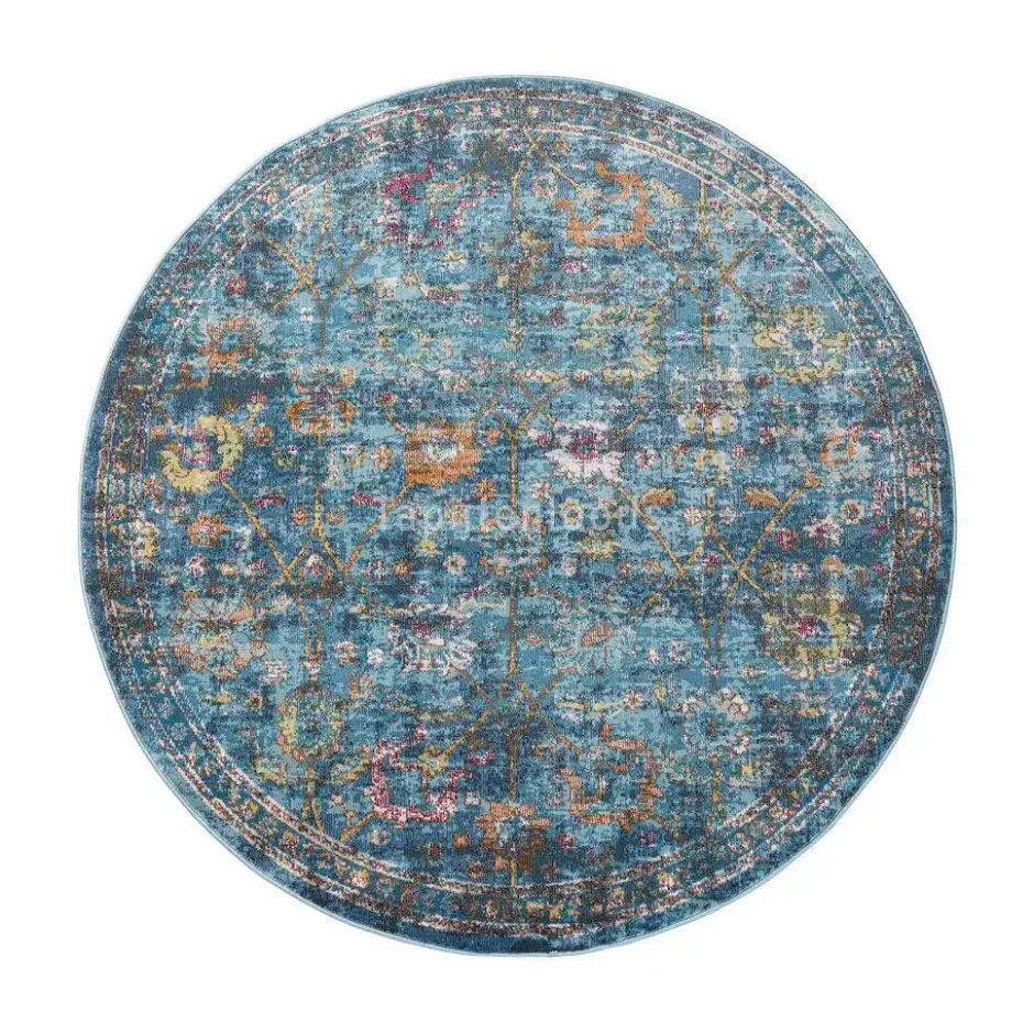 Picasso Sarough Vintage Rond Vloerkleed Blauw - 200 CM Ø