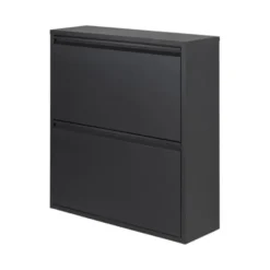 Pippen industrieel schoenenkast 2 vakken zwart metaal - 22,5x75x77,5 cm